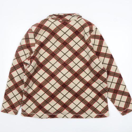 Alie Callina Women's Beige Check Fleece Zip Jacket Size 16