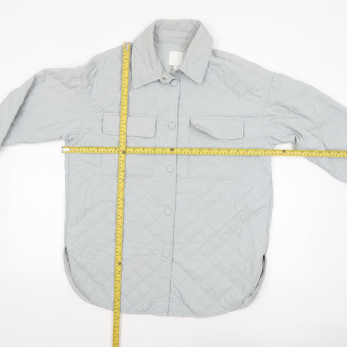 H&M Women Grey Quilted Mid-Length Jacket Size S