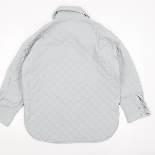 H&M Women Grey Quilted Mid-Length Jacket Size S