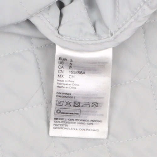 H&M Women Grey Quilted Mid-Length Jacket Size S