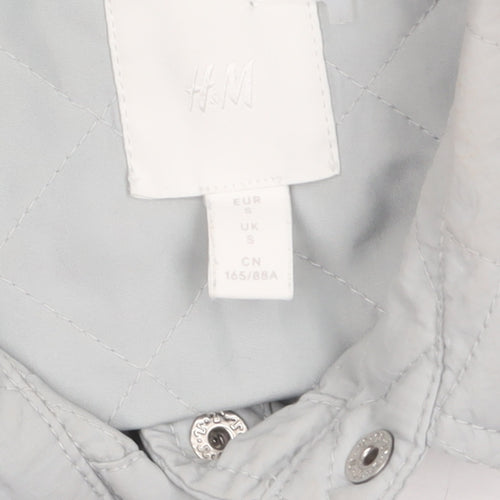 H&M Women Grey Quilted Mid-Length Jacket Size S