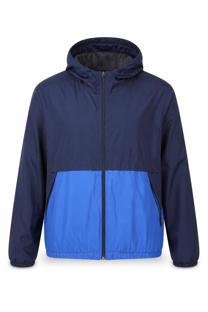 Topman Men's Blue Hooded Windbreaker Jacket Size L Regular Fit