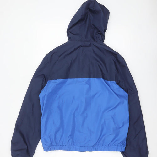 Topman Men's Blue Hooded Windbreaker Jacket Size L Regular Fit