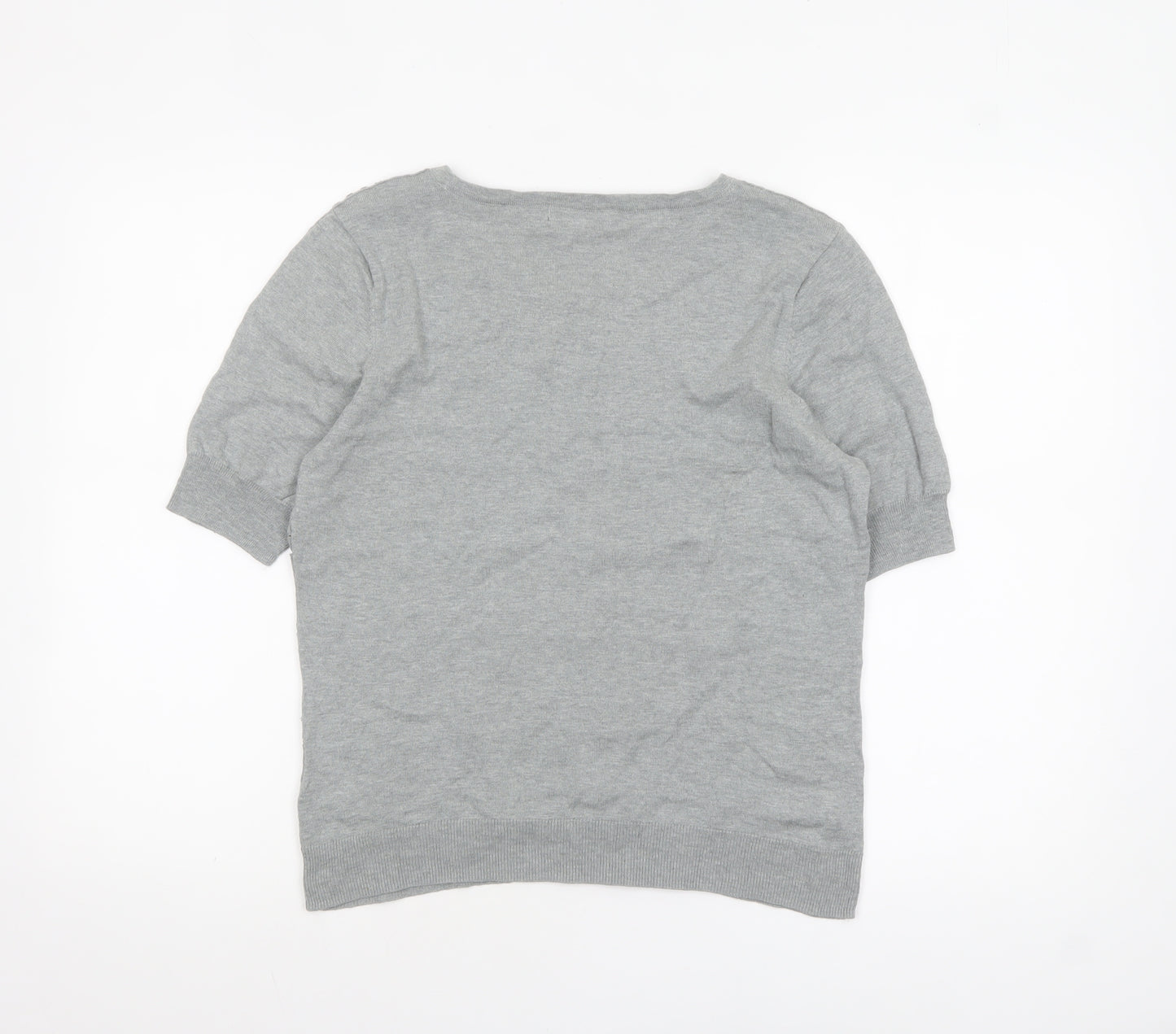 Mint Velvet Women's Grey Cotton Crochet Detail Jumper Size 14