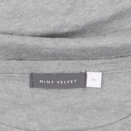 Mint Velvet Women's Grey Cotton Crochet Detail Jumper Size 14