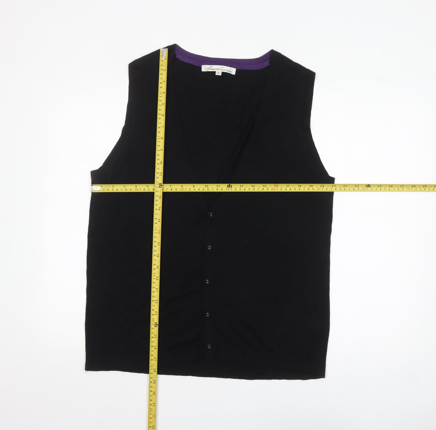 Kenneth Cole Men's Black Silk Cashmere Sleeveless Vest XL