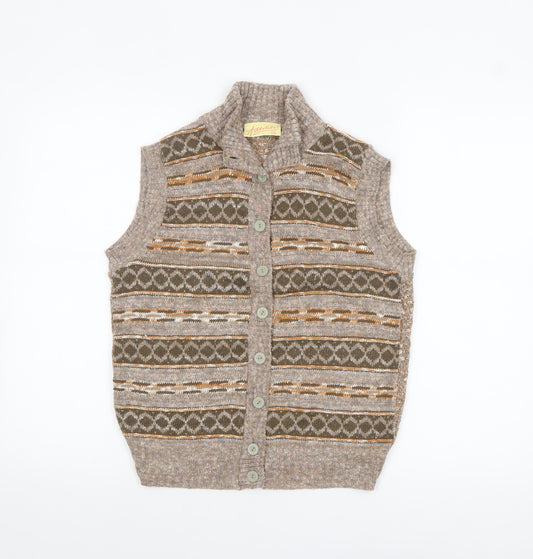 Additions Womens Beige Wool Blend Sleeveless Knit Vest Size 12