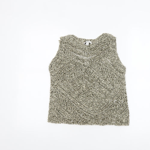 Marks and Spencer Women’s Beige Metallic Knit Sleeveless Tank Top M
