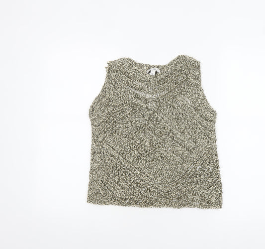Marks and Spencer Women’s Beige Metallic Knit Sleeveless Tank Top M