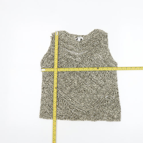 Marks and Spencer Women’s Beige Metallic Knit Sleeveless Tank Top M