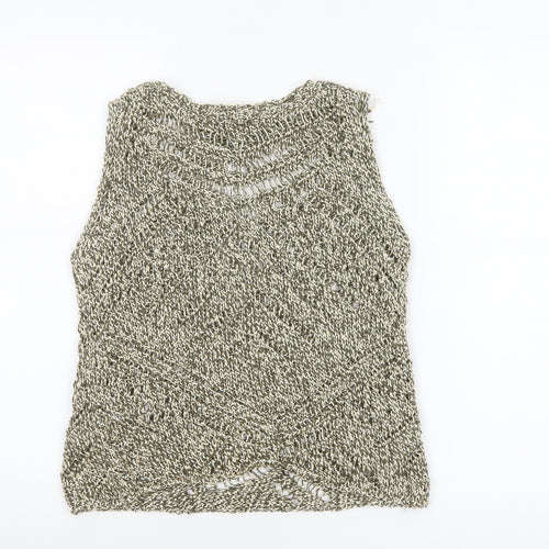Marks and Spencer Women’s Beige Metallic Knit Sleeveless Tank Top M