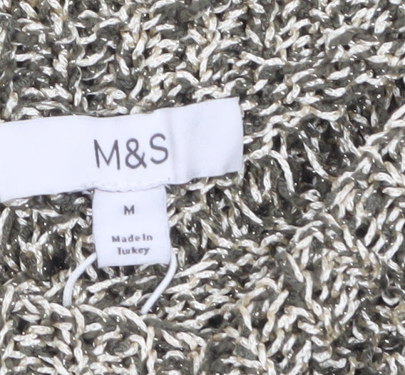 Marks and Spencer Women’s Beige Metallic Knit Sleeveless Tank Top M