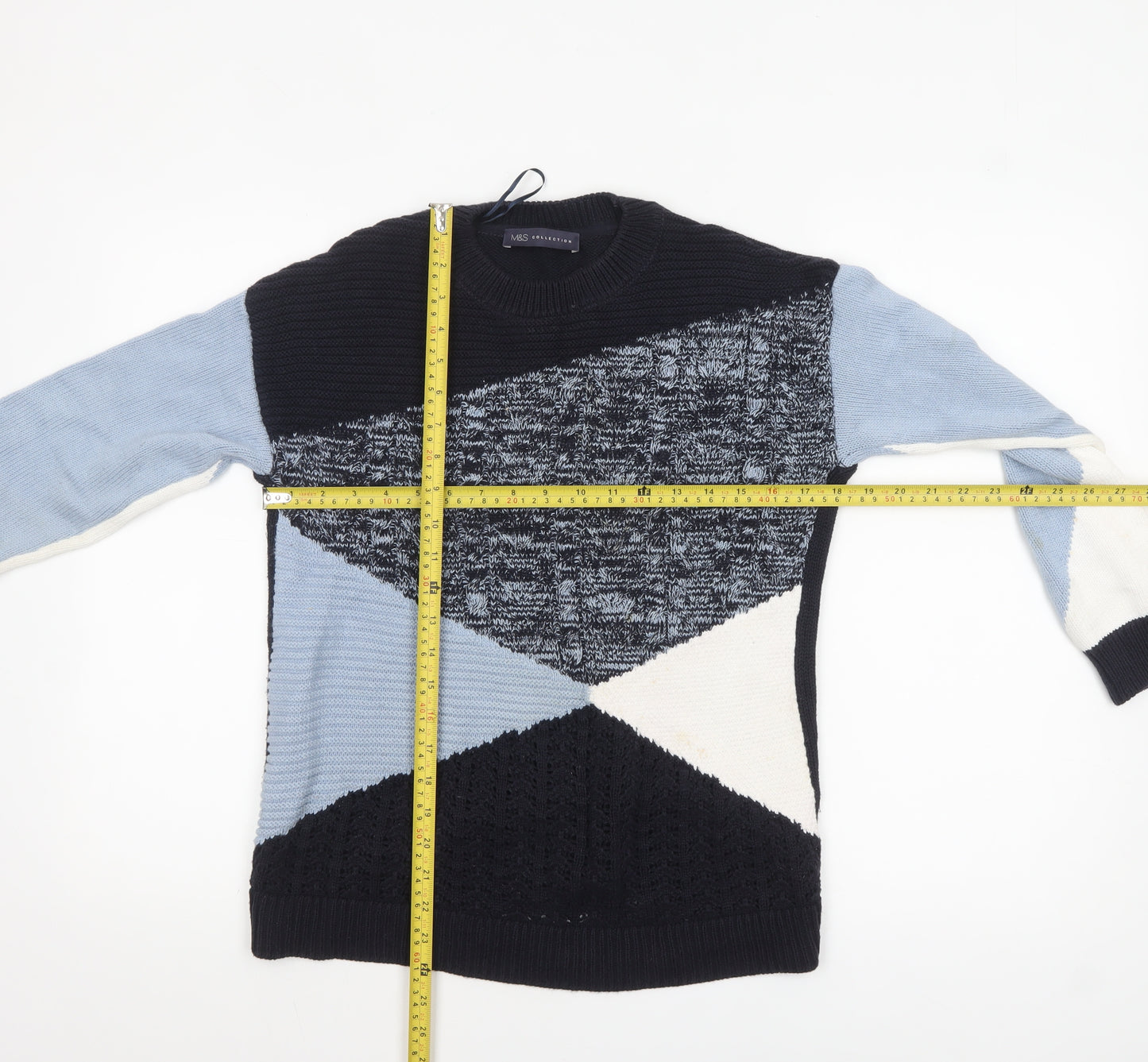 Marks and Spencer Women’s Multicoloured Cotton Geometric Pullover Jumper S