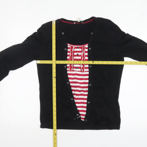Laura Ashley Women's Black Cotton Cardigan Size 16 Classic Knit
