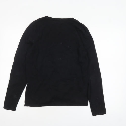 Laura Ashley Women's Black Cotton Cardigan Size 16 Classic Knit