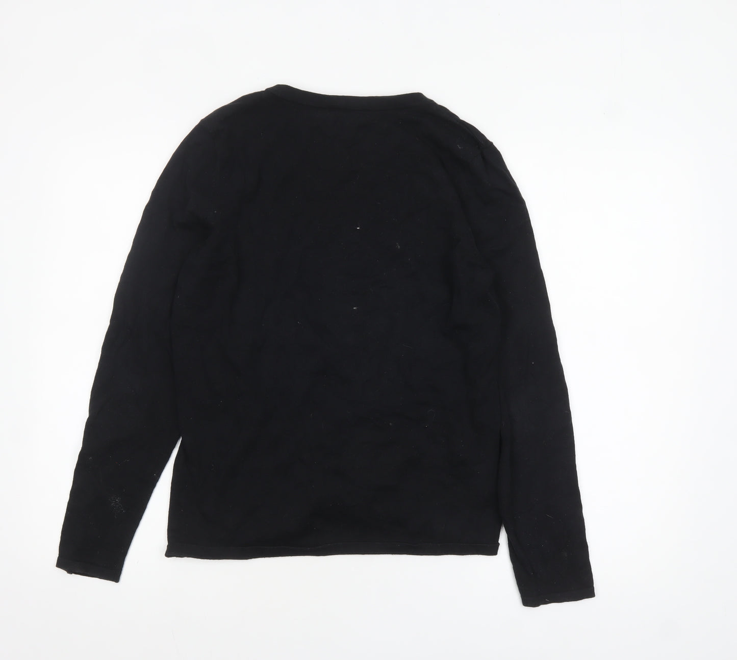 Laura Ashley Women's Black Cotton Cardigan Size 16 Classic Knit