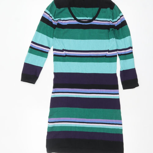 Warehouse Women’s Multicoloured Stripe Knit Bodycon Dress Size 8