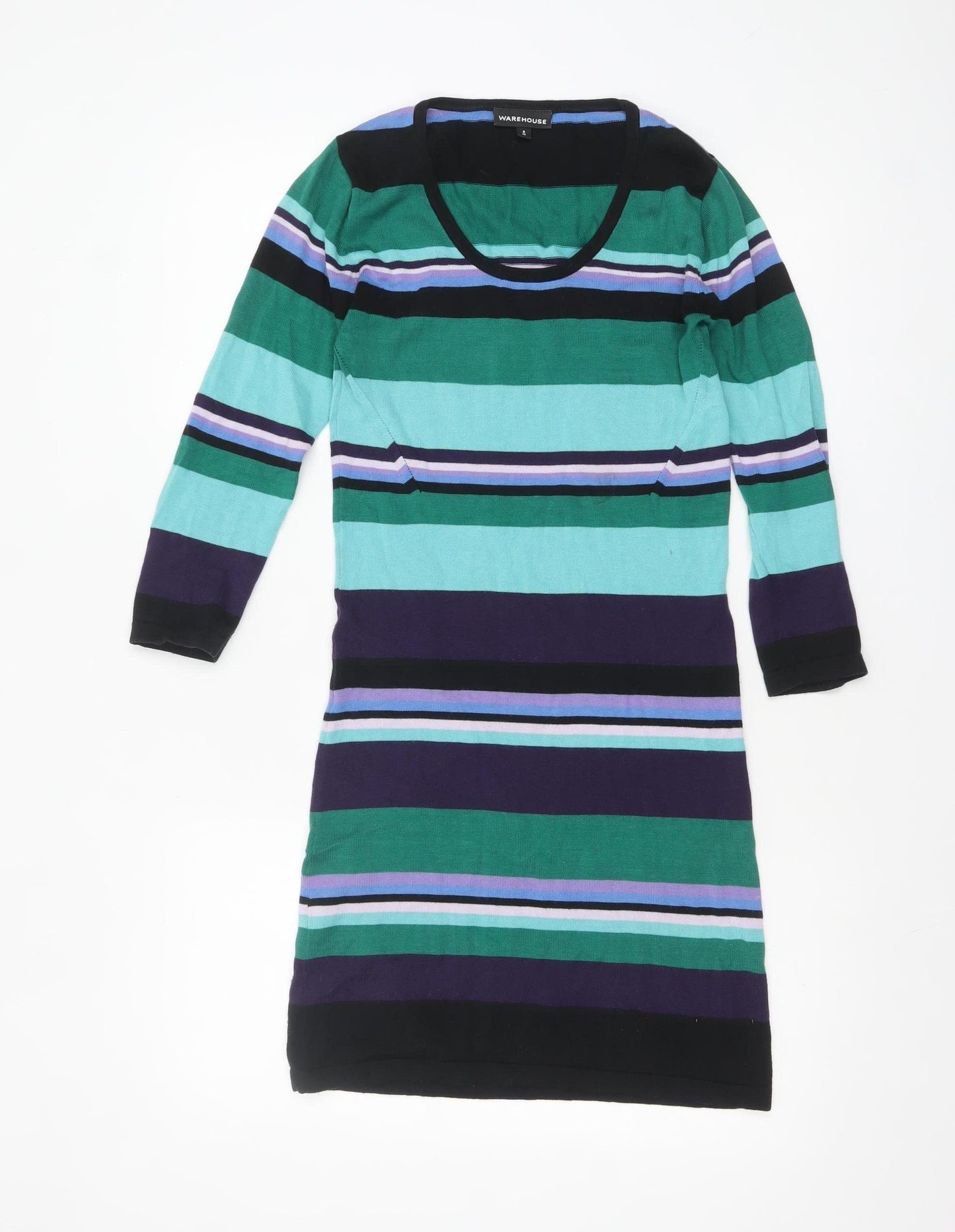 Warehouse Women’s Multicoloured Stripe Knit Bodycon Dress Size 8