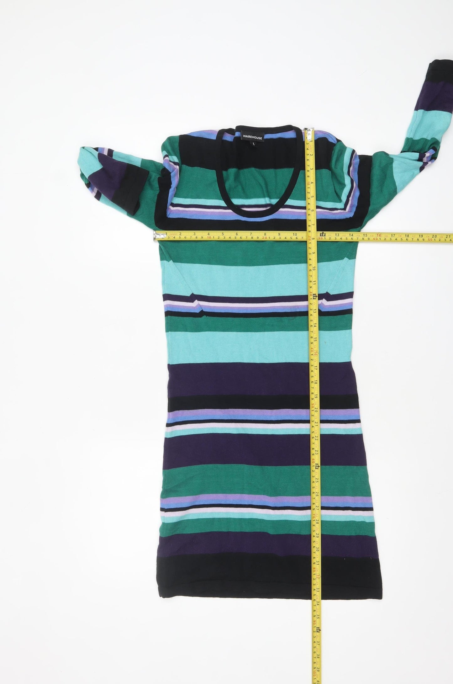 Warehouse Women’s Multicoloured Stripe Knit Bodycon Dress Size 8