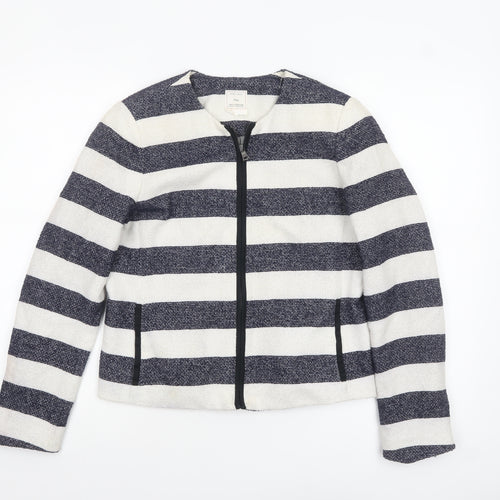 Gap Women’s Blue White Striped Zip Jacket UK 10 Casual Short Cotton