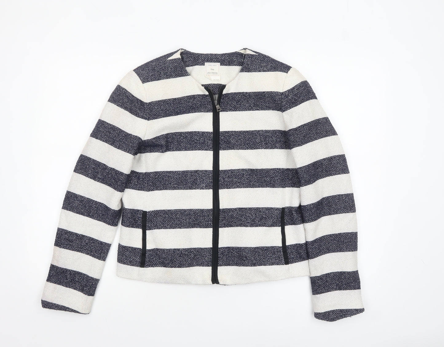 Gap Women’s Blue White Striped Zip Jacket UK 10 Casual Short Cotton