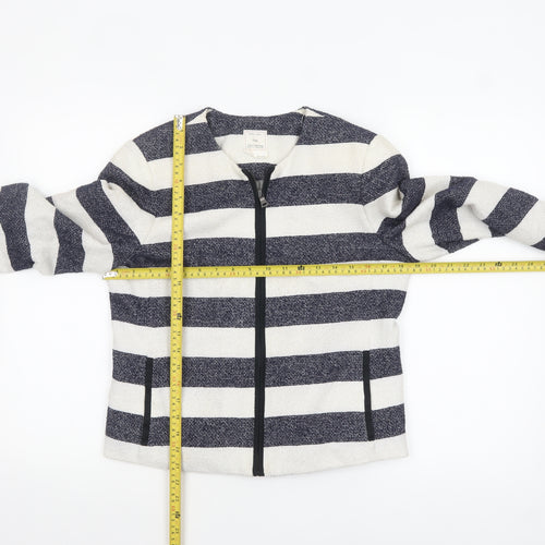 Gap Women’s Blue White Striped Zip Jacket UK 10 Casual Short Cotton
