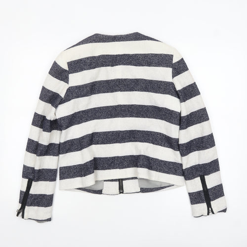 Gap Women’s Blue White Striped Zip Jacket UK 10 Casual Short Cotton