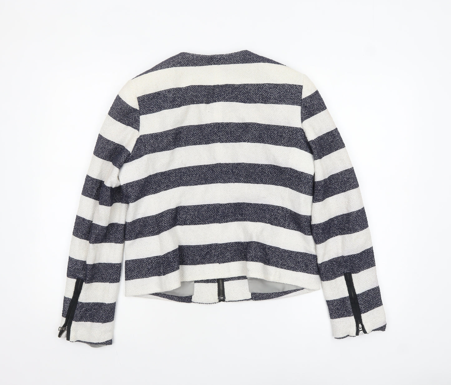 Gap Women’s Blue White Striped Zip Jacket UK 10 Casual Short Cotton