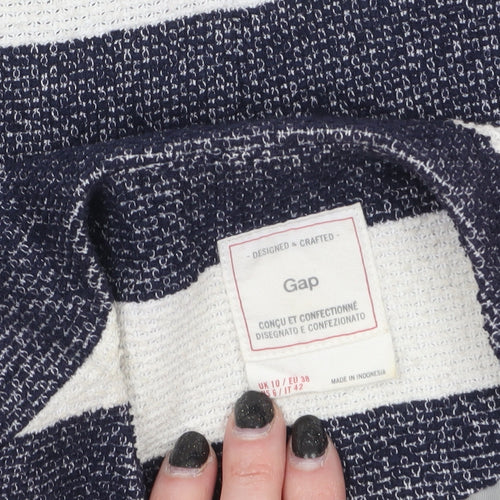 Gap Women’s Blue White Striped Zip Jacket UK 10 Casual Short Cotton