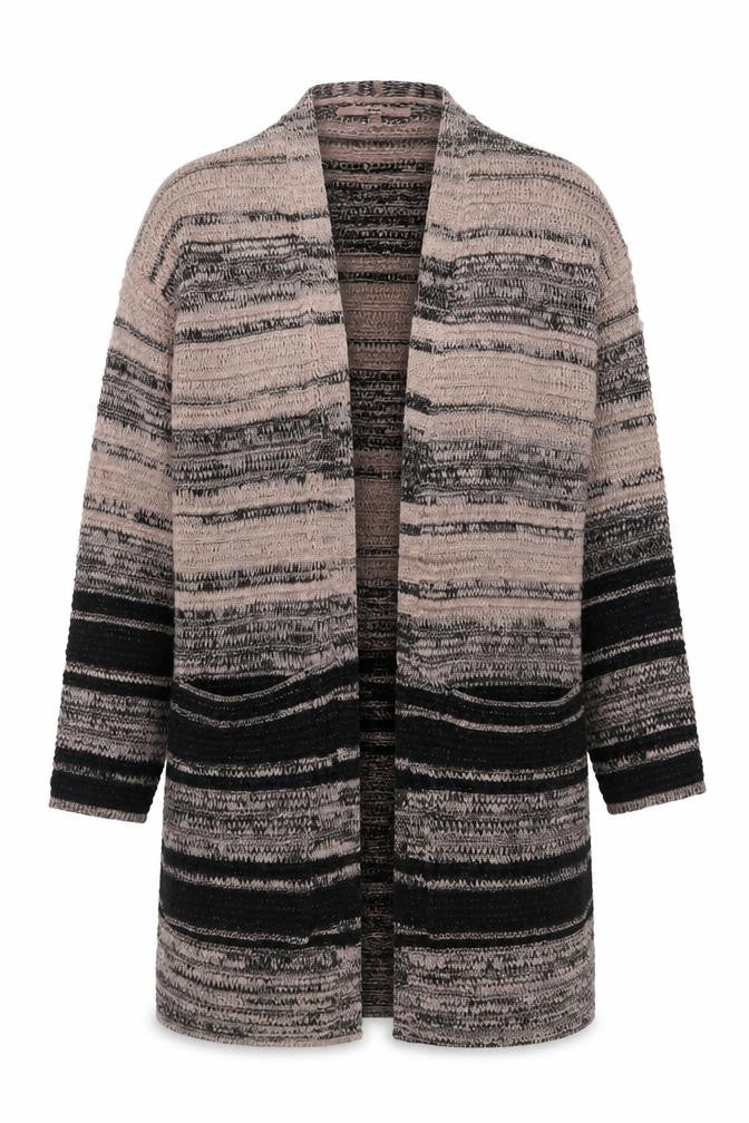 Front view of Next women’s multicoloured knit longline cardigan, size UK 12