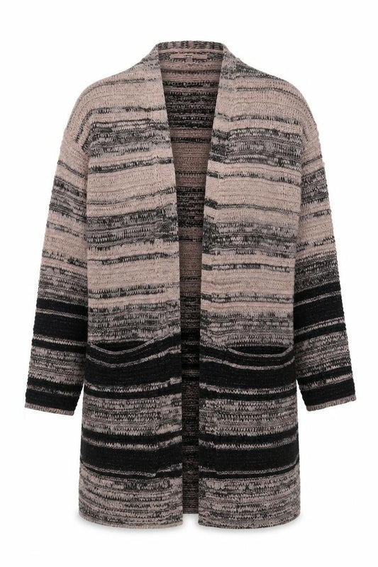 Front view of Next women’s multicoloured knit longline cardigan, size UK 12