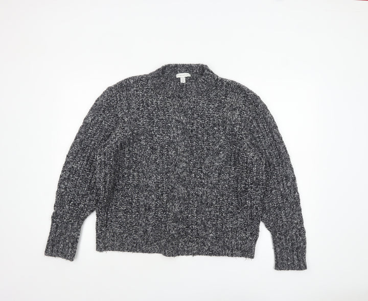 Topshop Women’s Grey Chunky-Knit Mock Neck Petite Jumper Size M