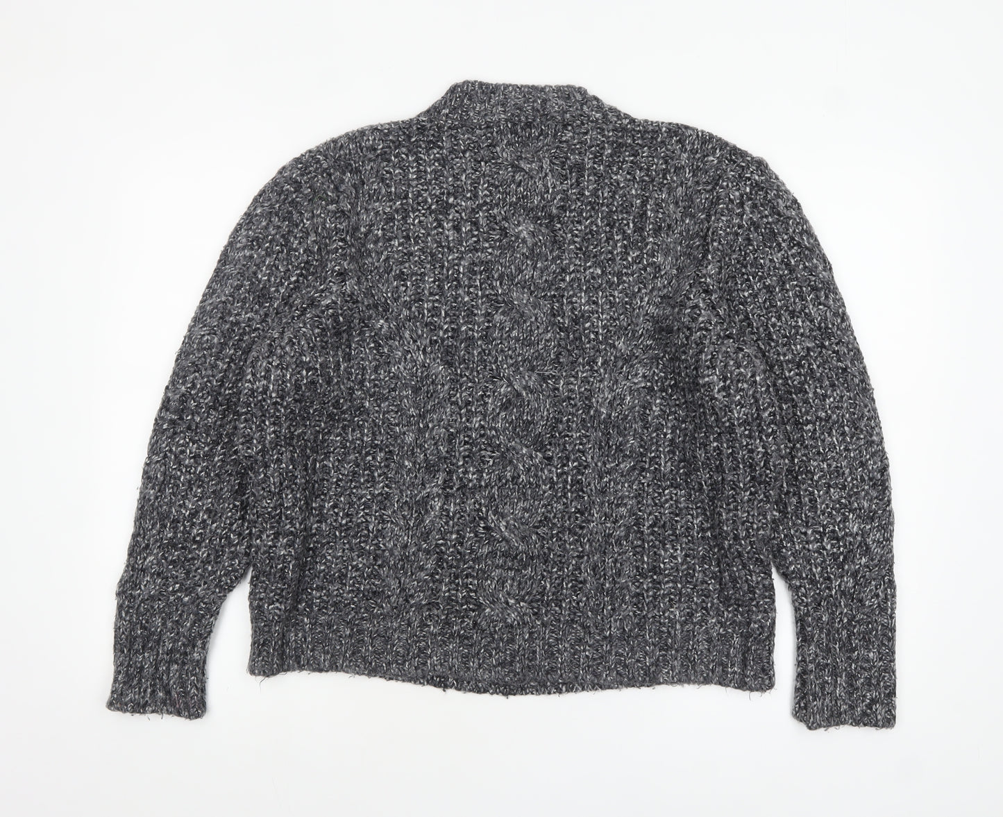 Topshop Women’s Grey Chunky-Knit Mock Neck Petite Jumper Size M