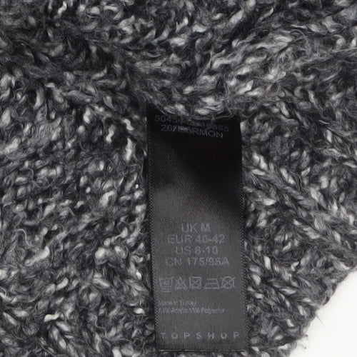 Topshop Women’s Grey Chunky-Knit Mock Neck Petite Jumper Size M