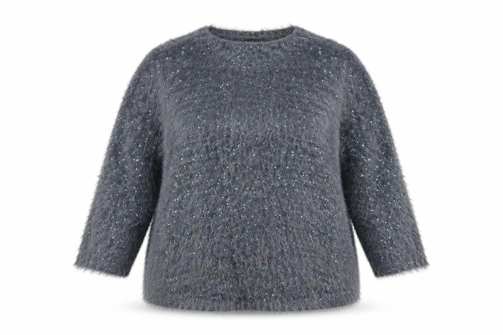 Front view of Marks & Spencer Women Grey Sequin Knit jumper, size 16