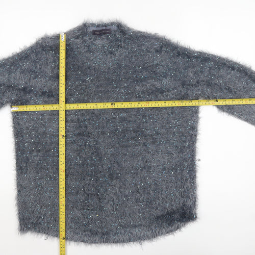 Marks and Spencer Women Grey Sequin Knit Pullover Jumper Size 16