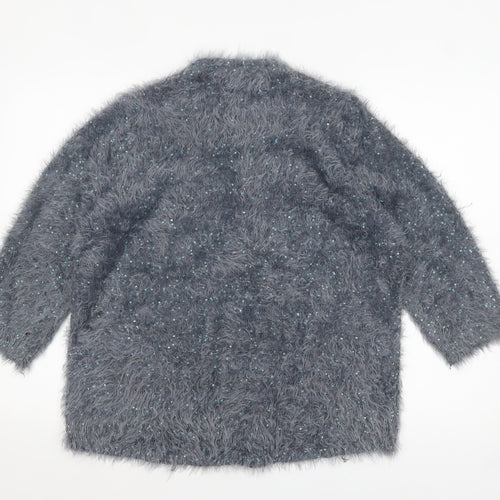 Marks and Spencer Women Grey Sequin Knit Pullover Jumper Size 16