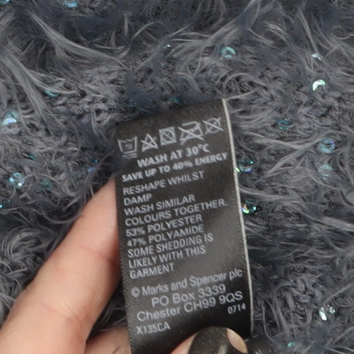Marks and Spencer Women Grey Sequin Knit Pullover Jumper Size 16