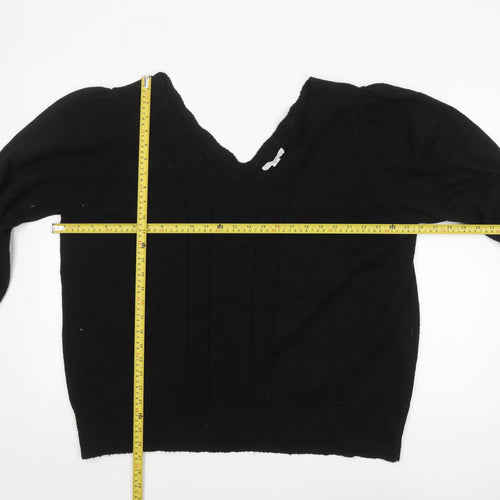 Laura Ashley Women’s Black V-Neck Cotton Knit Jumper XL