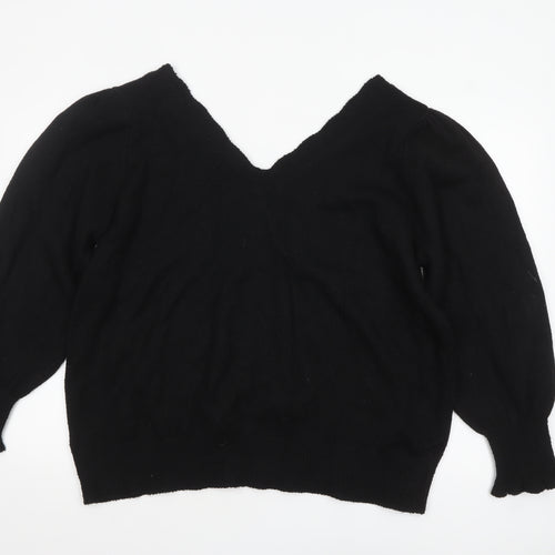 Laura Ashley Women’s Black V-Neck Cotton Knit Jumper XL