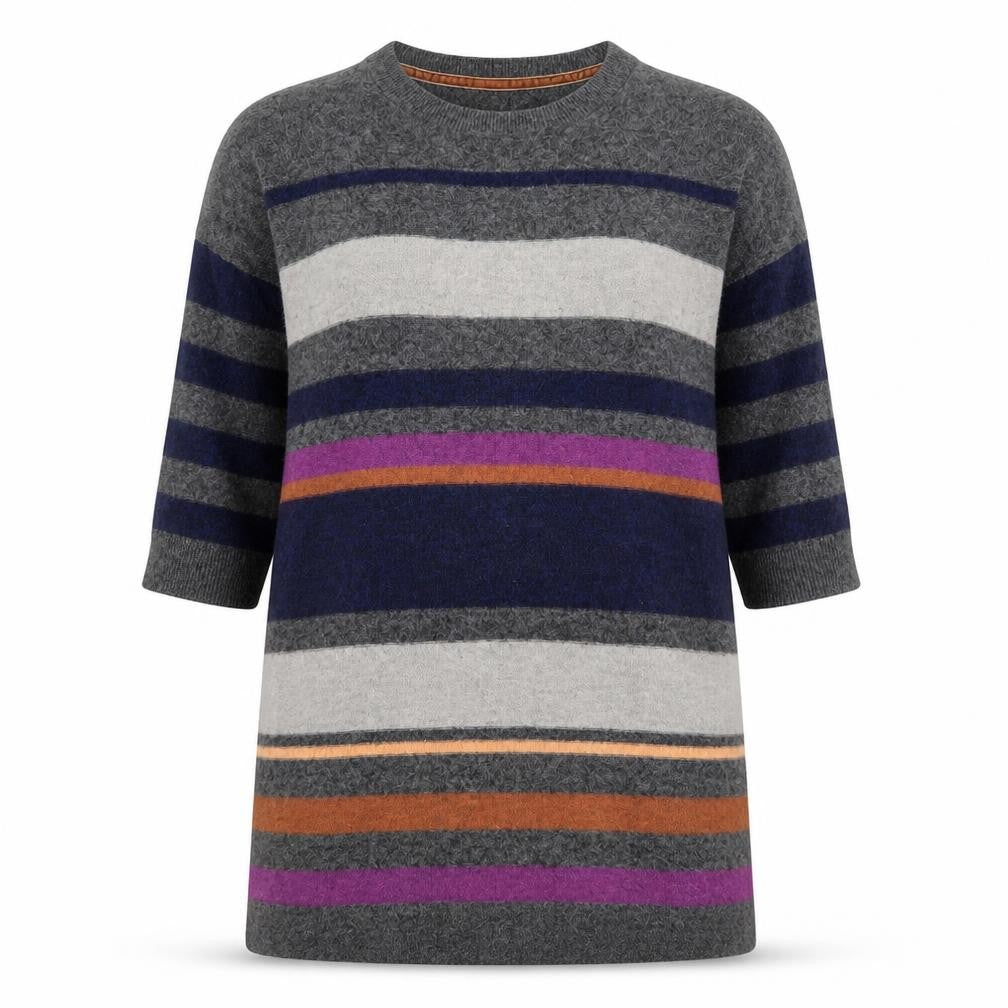 Front view of White Stuff Women's Multicoloured Stripe Tunic Jumper UK 12