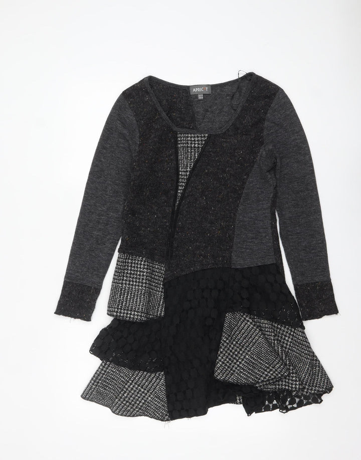 Apricot Womens Grey Patchwork A-Line Knit Dress Size 12