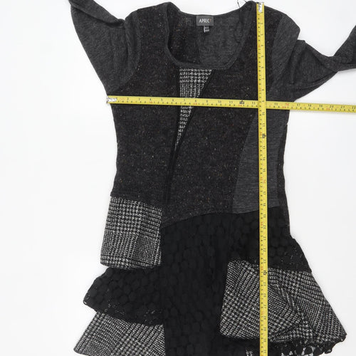 Apricot Womens Grey Patchwork A-Line Knit Dress Size 12