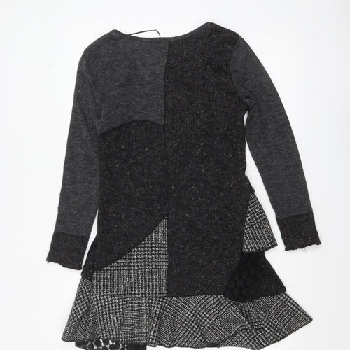 Apricot Womens Grey Patchwork A-Line Knit Dress Size 12