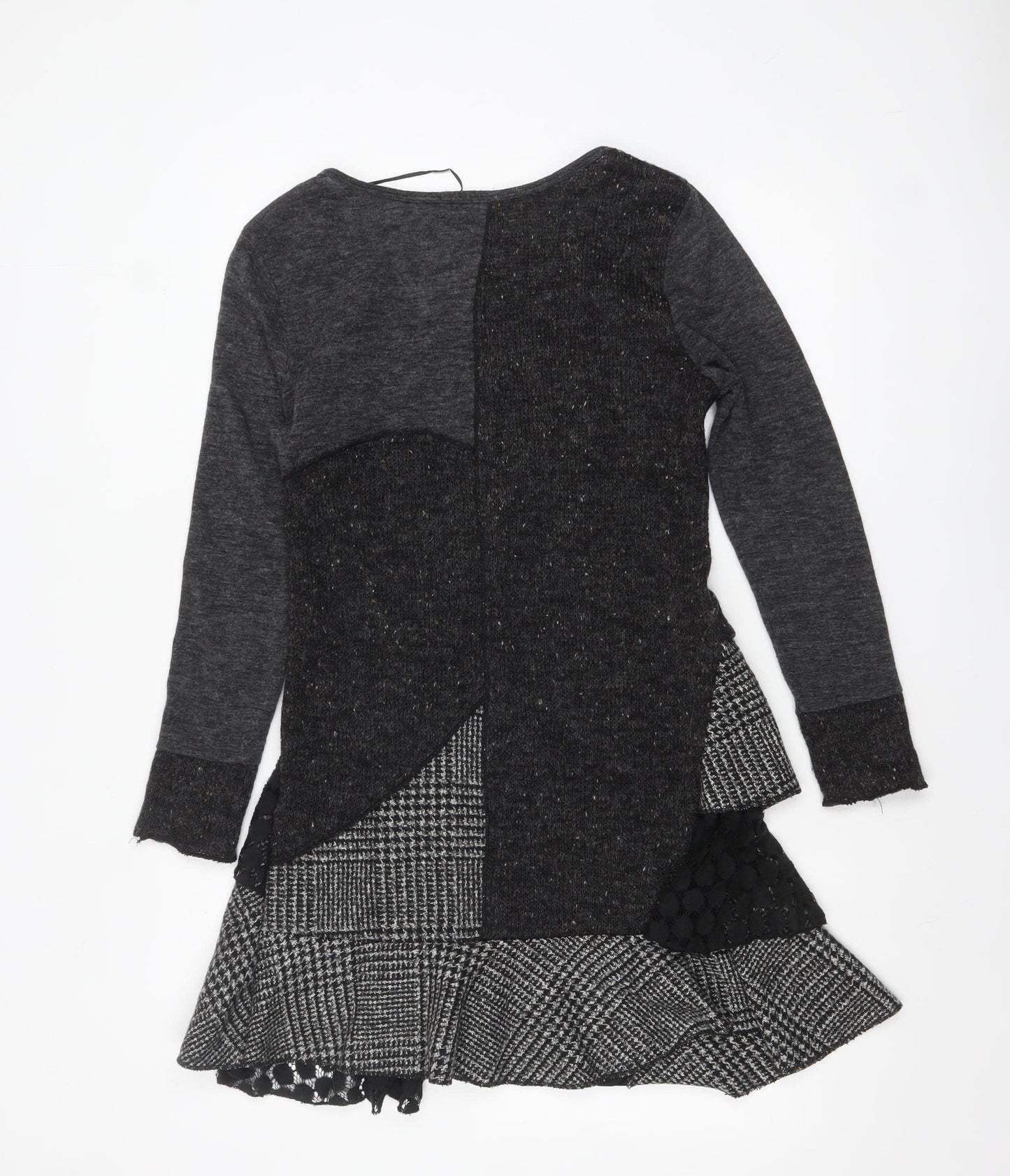 Apricot Womens Grey Patchwork A-Line Knit Dress Size 12