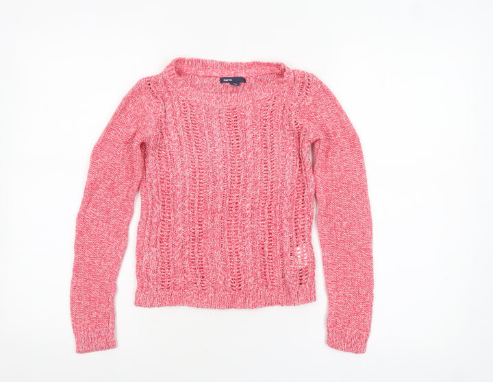 Gap Kids Girls Pink Cotton Knit Jumper 10-11 Years Crew Neck Pullover