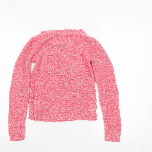 Gap Kids Girls Pink Cotton Knit Jumper 10-11 Years Crew Neck Pullover