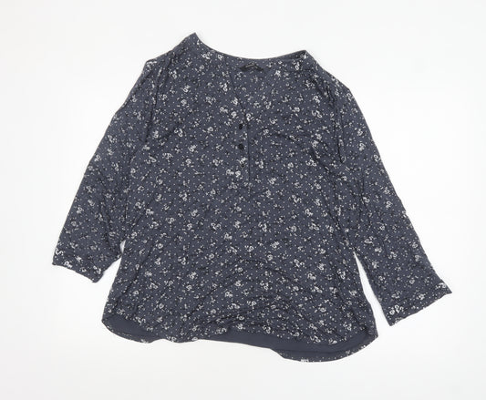 Roman Women’s Blue Floral 3/4 Sleeve Tunic Blouse Size 14