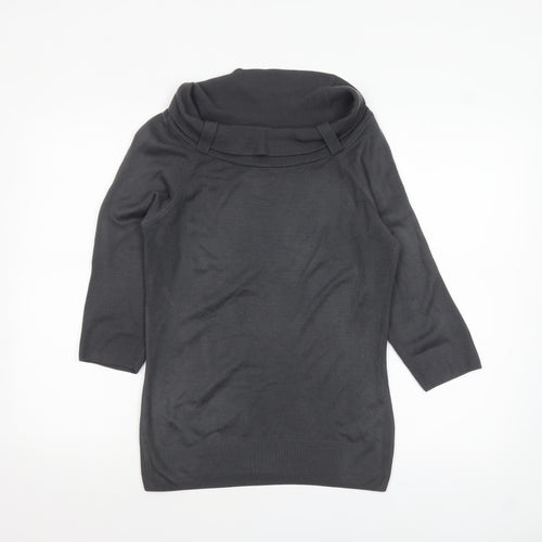 Marks and Spencer Womens Grey Cowl Neck 3/4 Sleeve Pullover Jumper Size 14