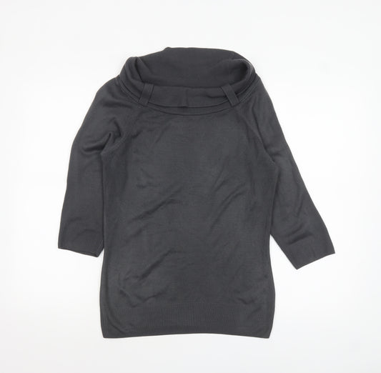 Marks and Spencer Womens Grey Cowl Neck 3/4 Sleeve Pullover Jumper Size 14